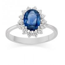 wedding photo -  Kate Look A Like Wedding Ring - Blauer Saphir und Diamanten Ring aus 9K Weißgold
