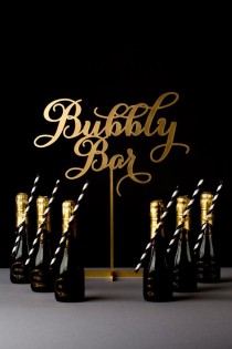 wedding photo - Hochzeits-Cocktail oder Champagner Tabelle Sign - Bubbly Bar