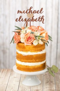 wedding photo - Personnalisé gâteau de mariage Topper - Acajou Et jute