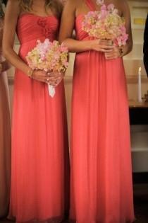 wedding photo - Watermelon-Pink-Bridesmaids-Dresses
