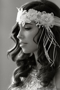 wedding photo - Anglais compensation Head Wrap, bandeau, disponible en ivoire, blanc cassé et blanc