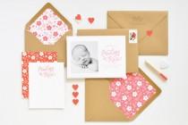 wedding photo - Penelope's Floral Letterpress Baby Announcements