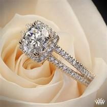 wedding photo - 20k or rose Verragio de Split Shank pavé de diamants bague de fiançailles