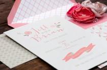 wedding photo - Modern Pink Letterpress Wedding Invitations