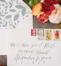 wedding photo - Envelope Inspiration: Calligraphy and Vintage Stamps