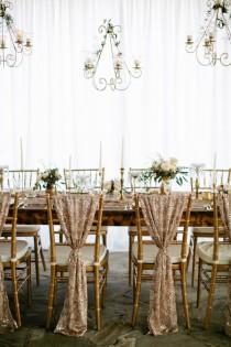 wedding photo - Gold Table With Chandeliers