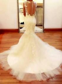 wedding photo - Custom Mermaid Sheer Sweetheart Neckline Keyhole Lace Wedding Dress/Bridesmaids Dress/Prom Dress K230