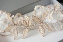 wedding photo - Gold Leaf Edding Garter Set- Gold Leaf 1 (Made To Order)