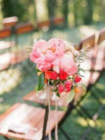 wedding photo - Pivoine rose et vert émeraude