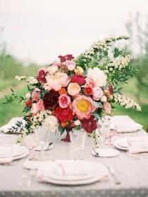 wedding photo - Élégant rose et rouge pièce maîtresse