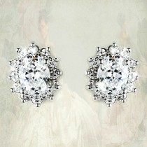 wedding photo -  Clear CZ Crystal Bridal Earrings in Antique Silver from LucyAlia's Bridal Closet