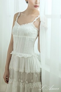wedding photo - Simple Boho Organic Cotton Lace Wedding Dress