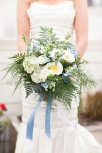 wedding photo - Blue Ribbon Tied Bouquet