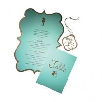 wedding photo - Mint Green And Gold Wedding Stationery