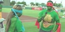 wedding photo - COWABUNGA! Ninja Turtle Proposes At Minor League Baseball Game