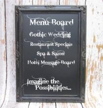 wedding photo - Rustikal schwarz umrahmt Tafel extra große Tafel für Esszimmer riesige Menu Board 44 "x32" Gothic-Hochzeit Schwarzen beunruhigt 