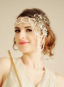wedding photo -  Wedding Bridal Flapper Headband Gone With The Wind - MADE To ORDER - 1920's Inspired Headdress GATSBY Wedding