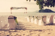 wedding photo - خمر نمط اللباس الزفاف لجميل على الشاطئ الماليزي الوجهة الزفاف ...