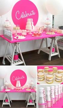 wedding photo - Neon Pink "Celebrate" Birthday Party {Decor, Dessert Table, Supplies, Ideas}