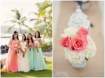 wedding photo - Romantic, Rustic Coral & Seafoam Green Maui Beach Destination Wedding