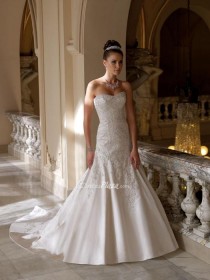 wedding photo -  2014 New Satin Mermaid Bridal Gown with Beaded Bodice