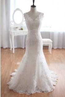 wedding photo - Taffetas dentelle Robe de mariée sirène robe de mariée