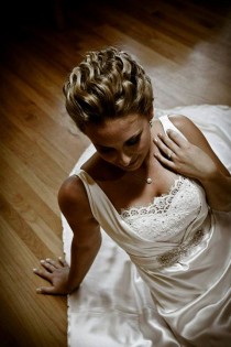 wedding photo - Silk Satin Back Crepe Wedding Gown With Alencon Lace And Swarovski Crystals