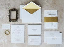 wedding photo - Elegant Gold Edge Painted Wedding Invitations