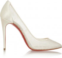 wedding photo - Christian Louboutin Pigalace 100 satin and lace pumps