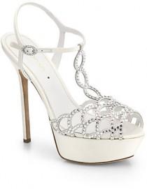wedding photo - Sergio Rossi Crystal-Coated Satin T-Strap Sandals
