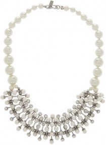 wedding photo - Kenneth Jay Lane Rhodium-tone, faux pearl and crystal necklace