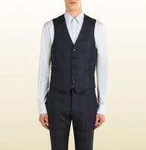 wedding photo - Blue Grey Wool Check Vest