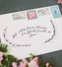 wedding photo - Envelope Inspiration: Calligraphy And Vintage Stamps
