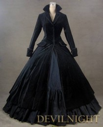 wedding photo -  Black Velvet Vintage Winter Outfit Victorian Dress