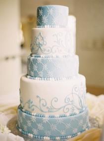 wedding photo - Five Tier Round Blue And White Wedding Cake