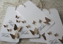 wedding photo - 100 Wedding Wishing Wish Tree Butterfly Tags Set/100 White