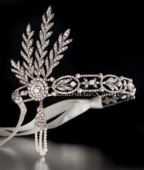 wedding photo - Great Gatsby Wedding Headpiece With Rhinestones And Pearls