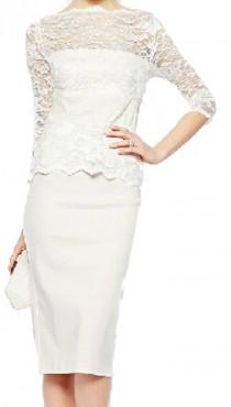 wedding photo - Lace Crochet Slim White Dress