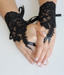 wedding photo - Gloves // Black Gloves,goth, Gothic , Wedding, Bridal Gloves, Body Tattoo, Vampire , Victorian, FREE SHIPPING
