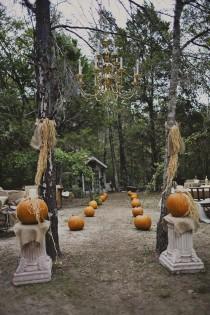 wedding photo - DIY, Glittery, Pumpkin Filled Fall Wedding In The Woods