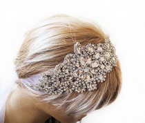 wedding photo - Wedding Crystal Headband, Wedding Veil, Bridal Veil, Hair Accessory , Wedding Headpiece ,Vintage Inspired, Bridal Hair Accessories
