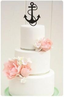 wedding photo - 5" Single Custom Anchor With Rope Beach Wedding Cake Topper