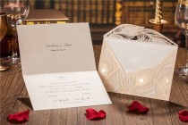 wedding photo - 50 Pcs Wedding Invitation With Peacock Feather Design / Ship Worldwide 3-5 Days -- Set Of 50