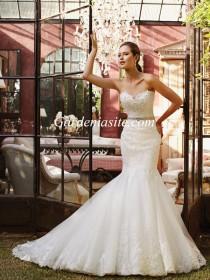 wedding photo -  Mermaid/Trumpet Sweetheart Court Train Appliques Shiny Crystals Tulle Wedding Dress 2014