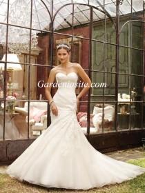 wedding photo -  Mermaid/Trumpet Sweetheart Chapel Train Appliques Shiny Crystals Tulle Wedding Dress 2014