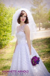 wedding photo - Retro Polka Dot Wedding Dress - Couture Wedding Gown - Colored Wedding Dress Pink, Blue, White, Black, Red, Purple, Nude, Coral