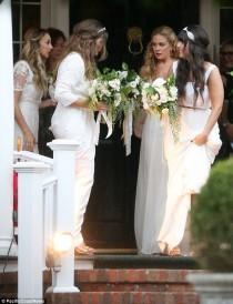 wedding photo - Ashlee Simpson Is A Beautiful Bride In Lacy White Gown And Headband