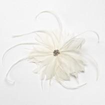 wedding photo - Riviera feather flower hair clip