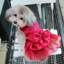 wedding photo - Dog Puppy Lace Skirt Clothes Bow Tutu Princess Dress Wedding Party Pet Apparel