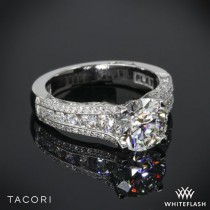 wedding photo - Platinum Tacori Classic Crescent Tapered Diamond Engagement Ring For 2.25ct Center
